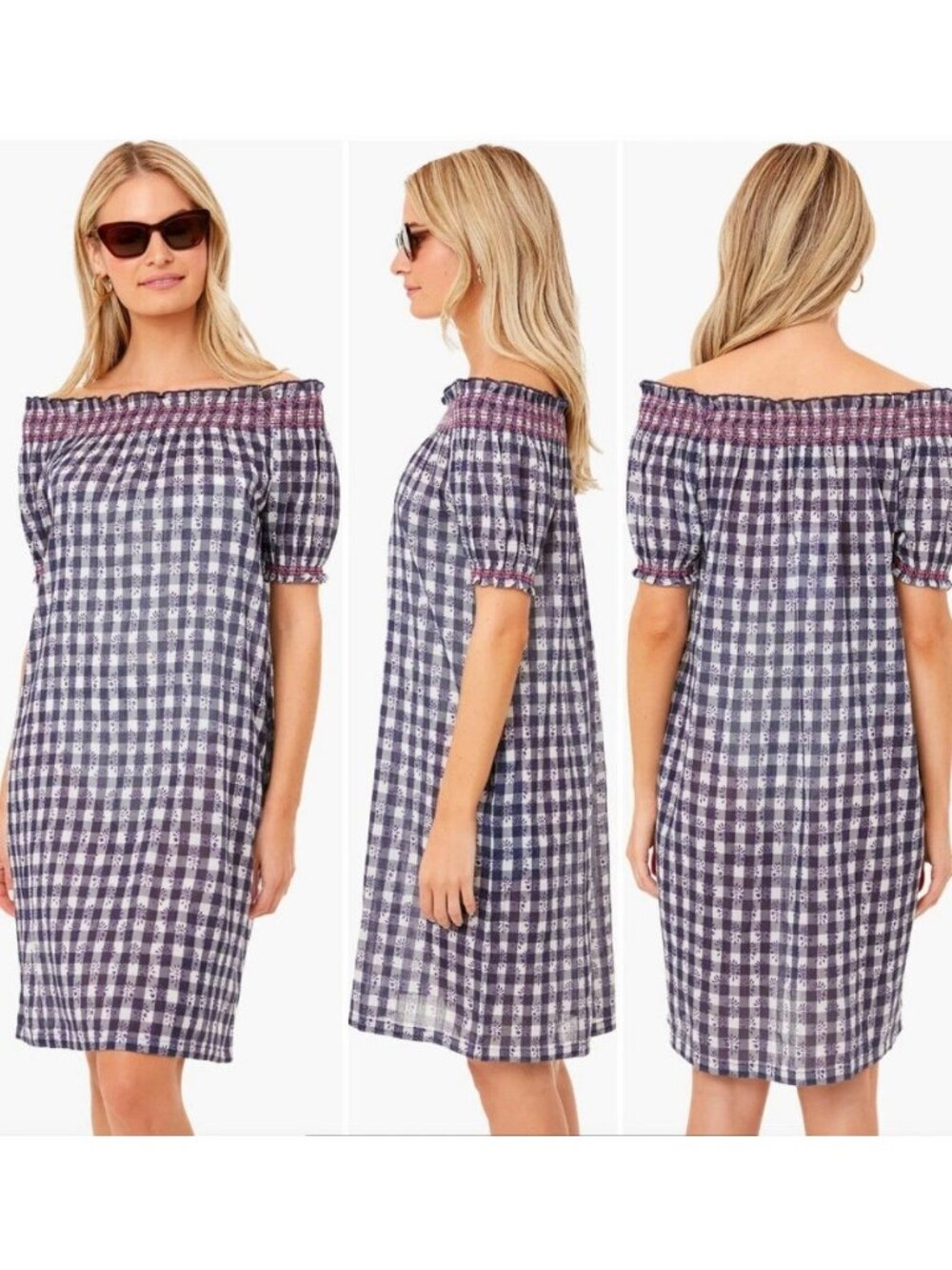 Tuckernuck Beach Embroidered Blue Gingham Toulon Coverup Dress Cotton S
